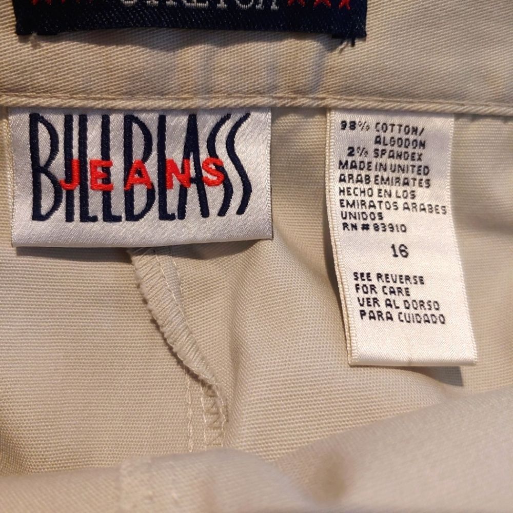 New Vintage Bill Blass Capri Pants Stretch Khaki Embroidered Hem Coastal Sz 16 — image 7 of 8
